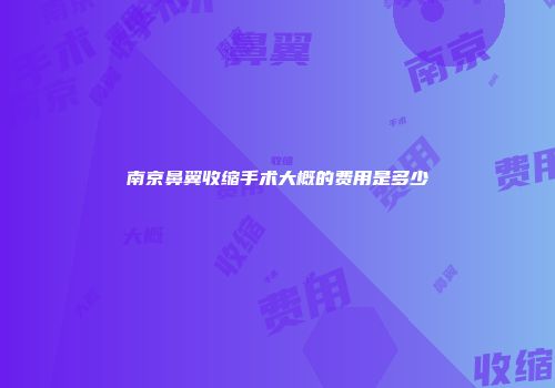 南京鼻翼收缩手术大概的费用是多少