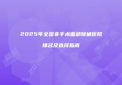 2025年全国非手术面部除皱医院排名及选择指南