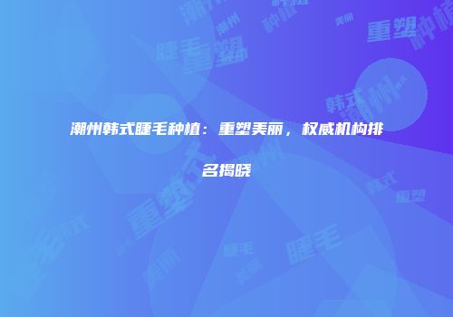 潮州韩式睫毛种植：重塑美丽，权威机构排名揭晓