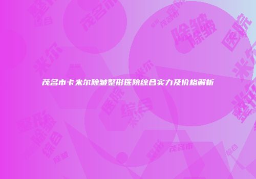 茂名市卡米尔除皱整形医院综合实力及价格解析