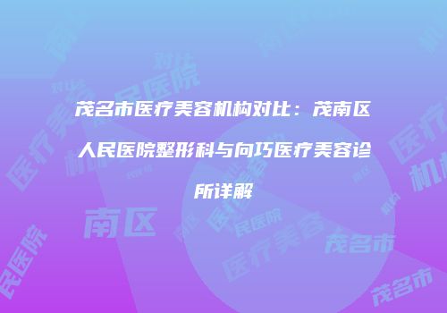 茂名市医疗美容机构对比：茂南区人民医院整形科与向巧医疗美容诊所详解
