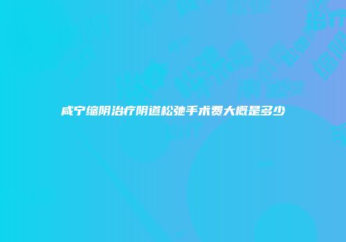 咸宁缩阴治疗阴道松弛手术费大概是多少